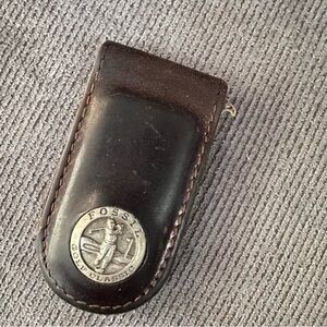 Vintage Fossil leather magnetic money clip golf classic used